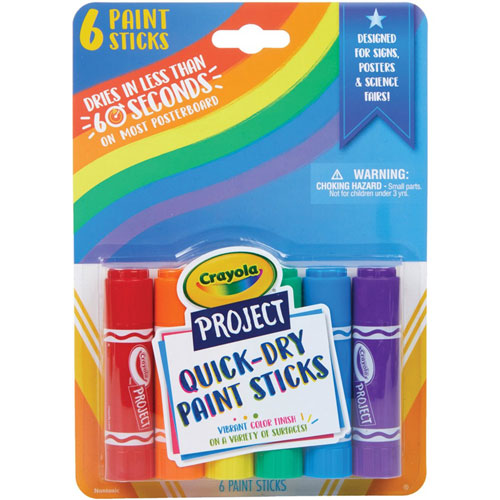 Crayola Project Quick-Dry Paint Sticks, 6/Pack, Assorted