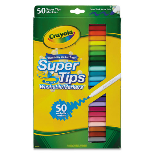Assorted Colors, Broad/Fine Bullet Tip Crayola Washable Super Tips Markers 