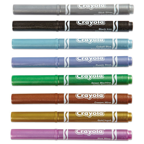 Crayola Metallic Markers, Medium Bullet Tip, Assorted Colors, 8/Set