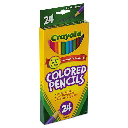 Crayola Long-Length Colored Pencil Set, 3.3 mm, 2B (#1), Assorted Lead/Barrel Colors, 24/Pack