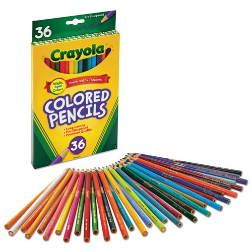 Crayola Long-Length Colored Pencil Set, 3.3 mm, 2B (#1), Assorted Lead/Barrel Colors, 24/Pack