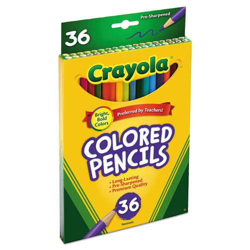 Crayola Short-Length Colored Pencil Set, 3.3 mm, 2B (#1), Assorted Lead/Barrel Colors, 36/Pack