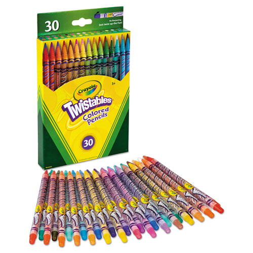 Crayola Twistables Colored Pencils, 2 mm, 2B (#1), Assorted Lead/Barrel Colors, 30/Pack