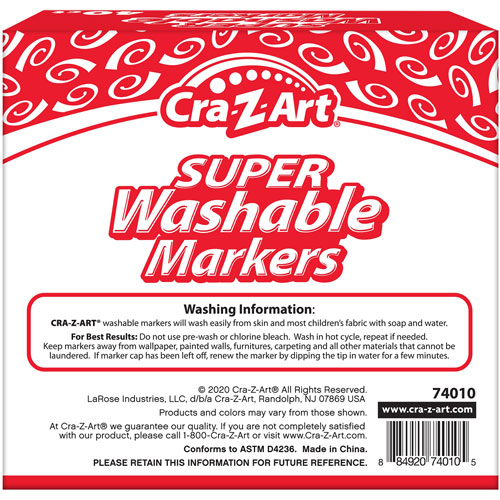 Cra-Z-Art® Markers, Broadline, Washable, 40 Colors, 40/Bx, Ast