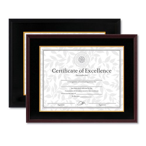 Dax Hardwood Document/Certificate Frame w/Mat, 11 x 14, 8 1/2 x 11, Black