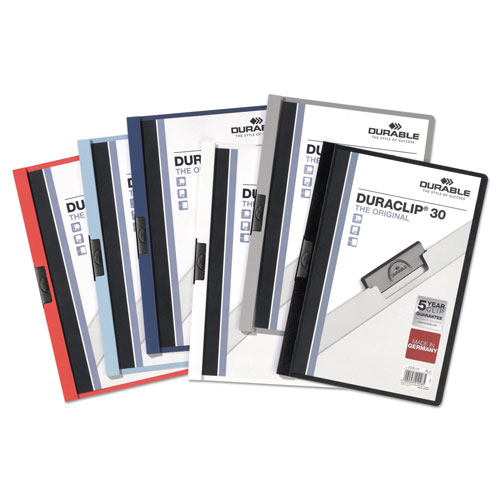 Durable Vinyl DuraClip Report Cover w/Clip, Letter, Holds 30 Pages, Clear/Maroon, 25/Box