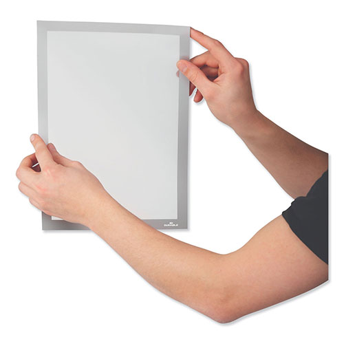 Durable Office DuraClip® DURAFRAME SUN Sign Holder, 8.5 x 11, Silver Frame, 2/Pack