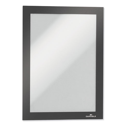 Durable Office DuraClip® DURAFRAME Magnetic Sign Holder, 5.5 x 8.5, Black Frame, 2/Pack
