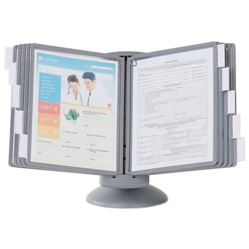 Durable SHERPA Motion Desk Reference System, 10 Panels, Gray Borders