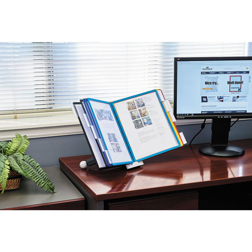 Durable SHERPA Desk Reference System, 10 Panels, 10 x 5 5/8 x 13 7/8, Assorted Borders