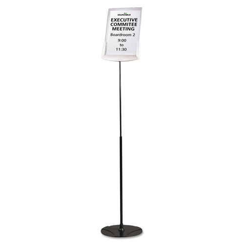 Durable Sherpa Infobase Sign Stand, Acrylic/Metal, 40"-60" High, Gray