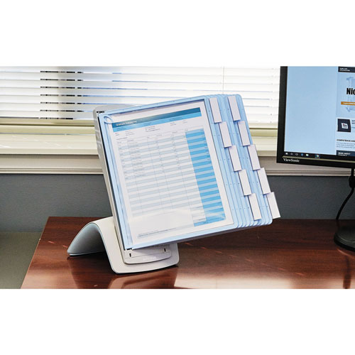 Durable SHERPA Style Desk-Mount Reference System, 20 Sheet Capacity, Blue/Gray