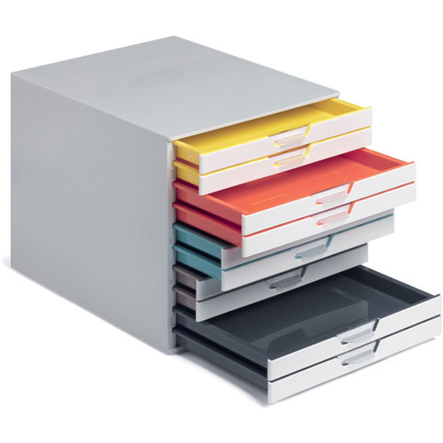 Durable VARICOLOR MIX 10 Drawer Desktop Storage Box, White/Multicolor - 10 Drawer(s) - 11
