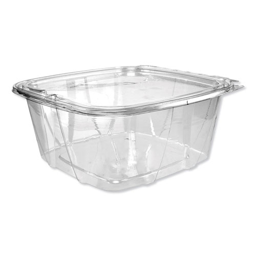 Dart SafeSeal Tamper-Resistant, Tamper-Evident Deli Containers with Flat Lid, 64 oz, Clear, 200/Carton