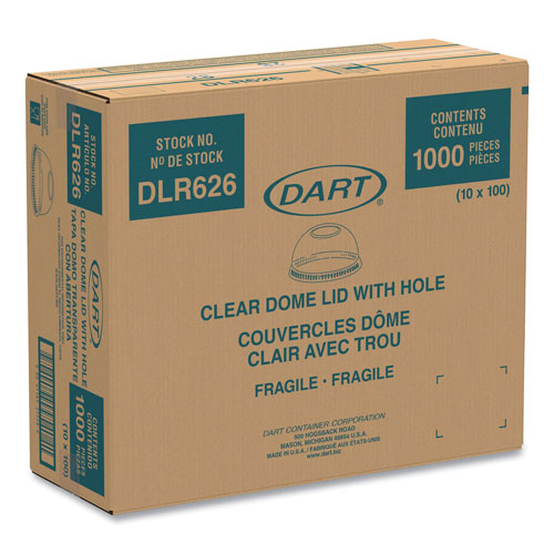 Dart Ultra Clear Dome Cold Cup Lids f/16-24 oz Cups, PET, 1000/Carton