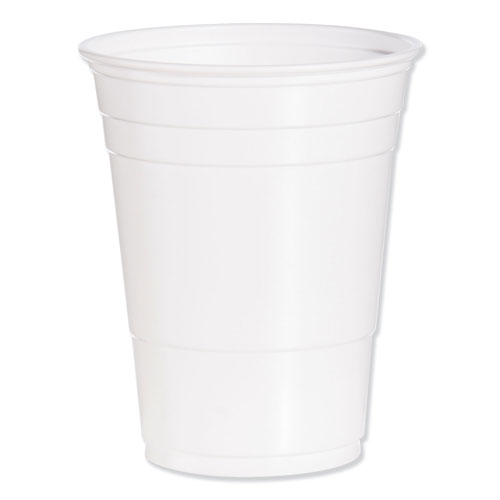 Dart Party Plastic Cold Drink Cups, 16-18 oz, White, 50/Bag, 1000/Carton