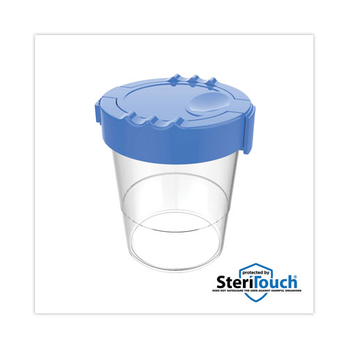 Deflecto Antimicrobial No Spill Paint Cup, 3.46 w x 3.93 h, Blue