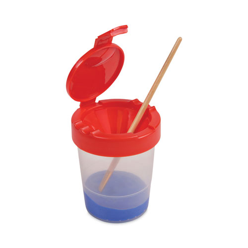 Deflecto Antimicrobial No Spill Paint Cup, 3.46 w x 3.93 h, Red