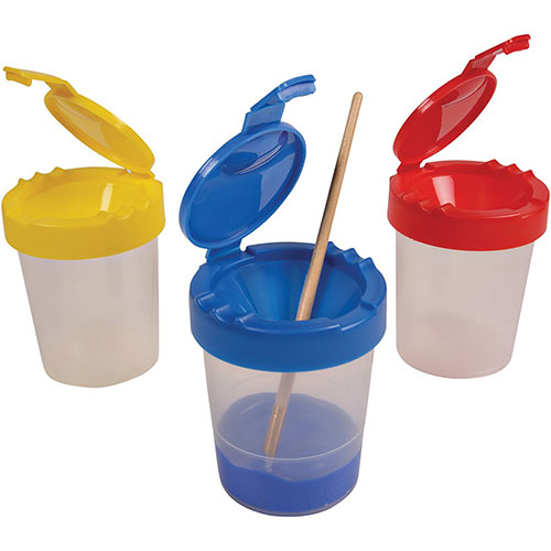 Deflecto Antimicrobial Kids No Spill Paint Cup Yellow - Paint, Brush - 3.93
