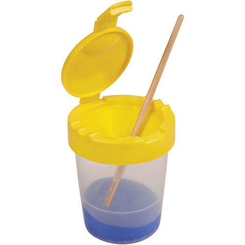 Deflecto Antimicrobial Kids No Spill Paint Cup Yellow - Paint, Brush - 3.93