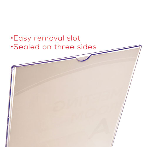 Deflecto Superior Image Slanted Sign Holder with Business Card Holder, 8.5w x 4.5d x 11h, Clear