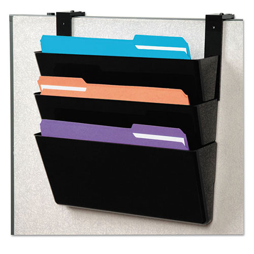 Deflecto DocuPocket Stackable Three-Pocket Partition Wall File, Letter, 13 x 4 x 7, Black
