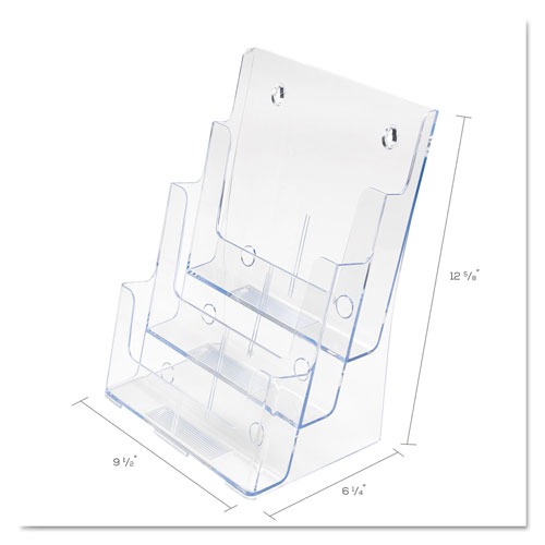 Deflecto 3-Compartment DocuHolder, Magazine Size, 9.5w x 6.25d x 12.63, Clear