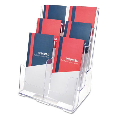 Deflecto 6-Compartment DocuHolder, Leaflet Size, 9.63w x 6.25d x 12.63h, Clear
