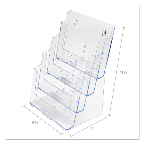 Deflecto 4-Compartment DocuHolder, Magazine Size, 9.38w x 7d x 13.63h, Clear