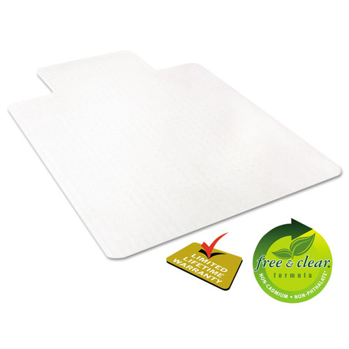 Deflecto EconoMat Occasional Use Chair Mat, Low Pile Carpet, Flat, 36 x 48, Lipped, Clear