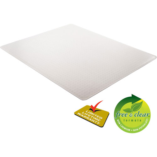 Deflecto SuperMat Frequent Use Chair Mat, Med Pile Carpet, 45 x 53, Beveled Rectangle, Clear