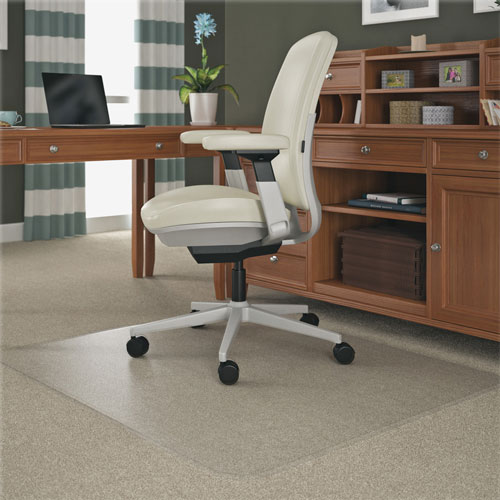 Deflecto SuperMat Frequent Use Chair Mat, Med Pile Carpet, 45 x 53, Beveled Rectangle, Clear
