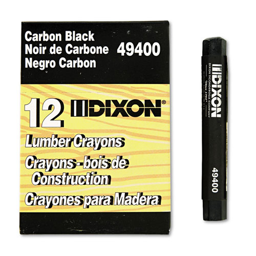 Dixon Lumber Crayons, 4 1/2 x 1/2, Carbon Black, Dozen