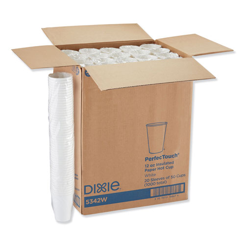 Dixie PerfecTouch Hot/Cold Cups, 12 oz., White, 50/Bag, 20 Bags/Carton