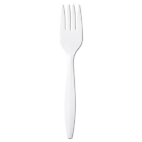 Dixie Plastic Cutlery, Mediumweight Forks, White, 1,000/Carton