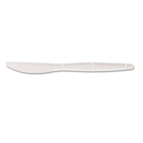 Dixie Plastic Cutlery, Mediumweight Knives, White, 1,000/Carton