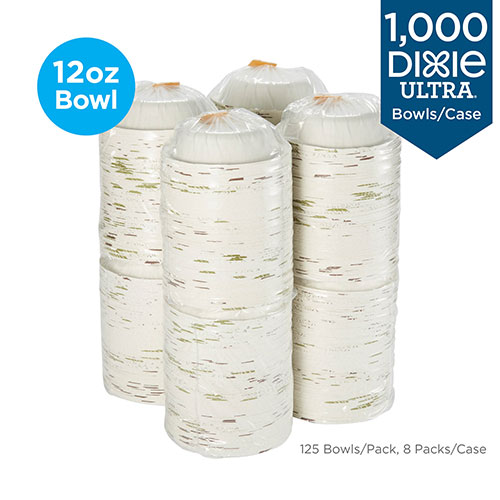Dixie Pathways Heavyweight Paper Bowls, 12oz, Green/Burgundy, 1000/Carton