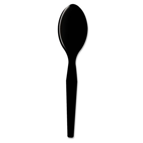 Dixie Plastic Cutlery, Heavy Mediumweight Teaspoons, Black, 1000/Carton