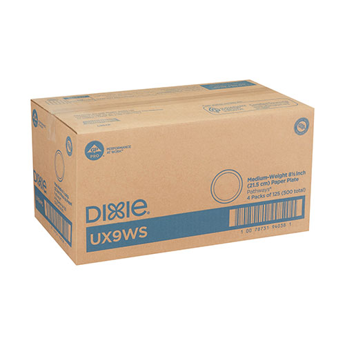 Dixie® DXESXP10PATHPK, Pathways Paper Plates, 10-1/8 Dia., Green/Burg/Wht,  125/Pack