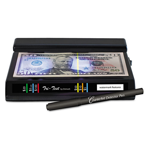 Drimark Tri Test Counterfeit Bill Detector, UV with Pen, 7 x 4 x 2 1/2
