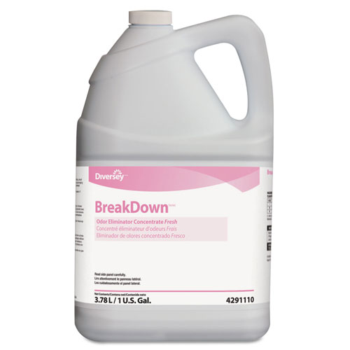 Diversey Breakdown Odor Eliminator, Fresh Scent, Liquid, 1 gal Bottle