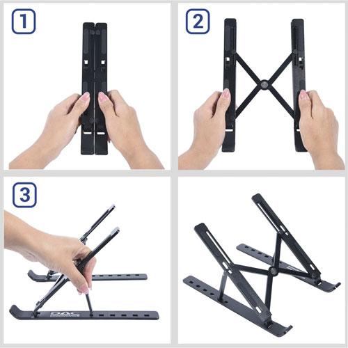 First-Base Portable and Adjustable Laptop/Tablet Stand, Notebook, Tablet, Cell Phone Support, Aluminum Alloy, Black