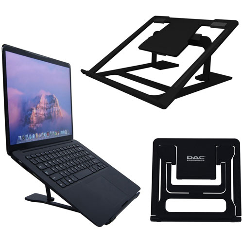 First-Base Portable Laptop Stand With 6 Height Levels, Notebook, Tablet Support, Aluminum Alloy, Black