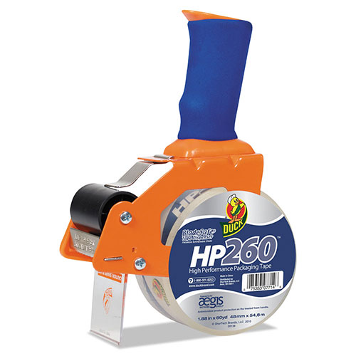 Henkel Consumer Adhesives Bladesafe Antimicrobial Tape Gun with Tape, 3" Core, Metal/Plastic, Orange