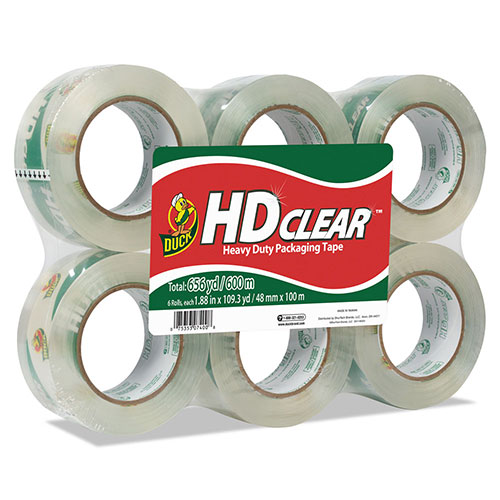 Duck® HD Clear Packing Tape, 3" Core, 1.88" x 55 yds, Clear, 6/Pack