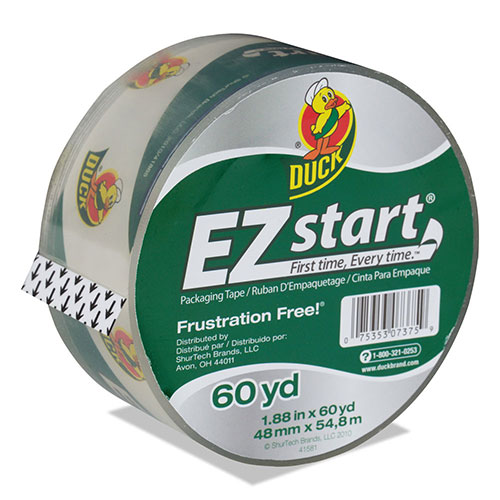 Duck® EZ Start Premium Packaging Tape, 3" Core, 1.88" x 60 yds, Clear
