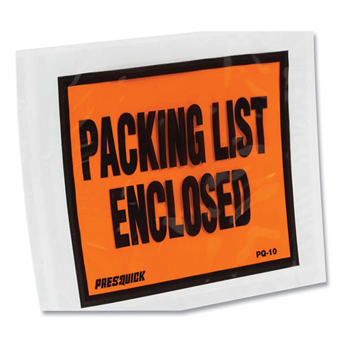 ShurTech Brands LLC Packing List Envelopes, Top-Print Front: Packing List/Invoice Enclosed, 4.5 x 5.5, Clear/Orange, 500/Box