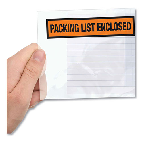 ShurTech Brands LLC Packing List Envelopes, Top-Print Front: Packing List/Invoice Enclosed, 4.5 x 5.5, Clear/Orange, 500/Box