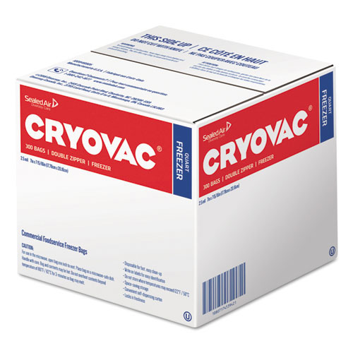 Diversey Cryovac One Quart Freezer Bag Dual Zipper, 1 qt, 2.5 mil, 7" x 7.94", Clear, 300/Carton