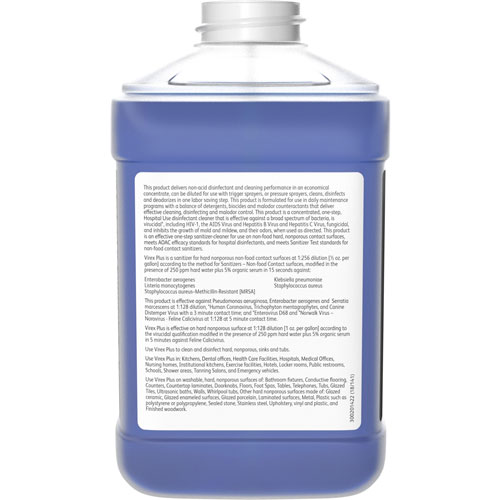 Diversey Virex Plus Disinfectant Cleaner - Concentrate Liquid - 84.5 fl oz (2.6 quart) - Surfactant Scent - 2 / Carton - Blue
